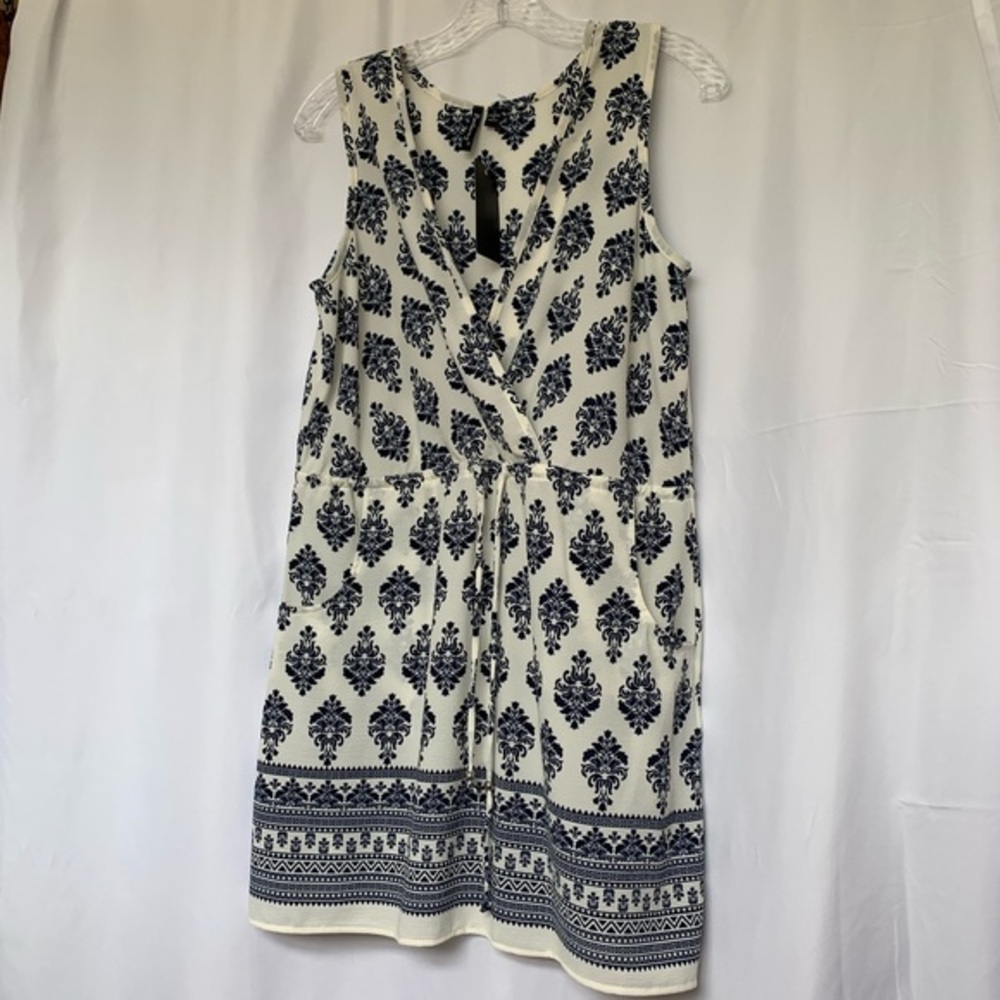 Protocruz‎ BlueWhite Floral Print Dress With Pocket